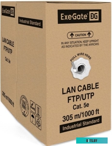 Кабель ExeGate SFTP 4 пары кат.5e медь, 24AWG, экран, бухта 305м, серый, PVC арт. EX281809RUS