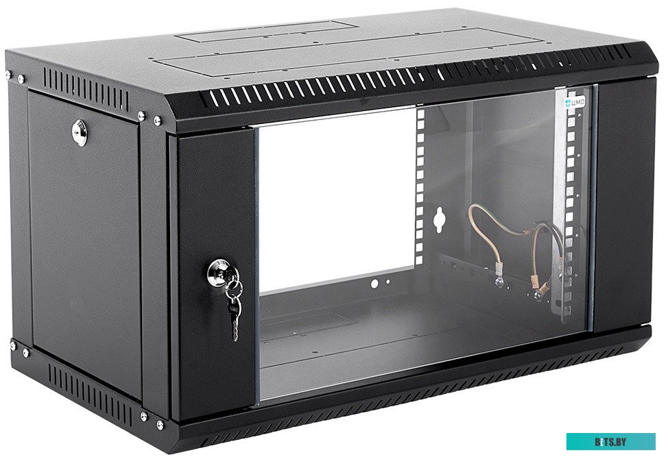 ЦМО ШРН-Э-6.500-9005 Шкаф телекоммуникационный настенный разборный 6U (600х520) дверь стекло, цвет черный