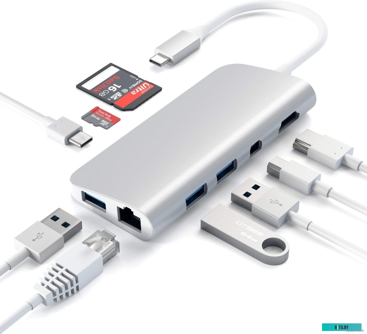 Адаптер SATECHI Aluminum Type-C Multimedia Adapter. Артикул: ST-TCMM8PAS