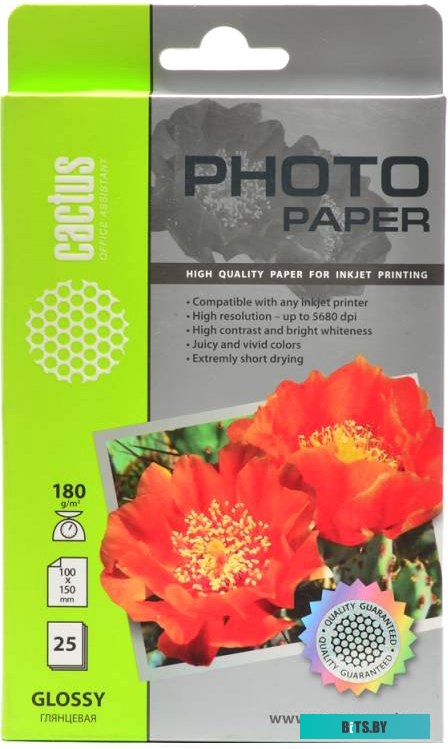 Фотобумага CACTUS Глянцевая A6 180 г/м2 25 листов [CS-GA618025]