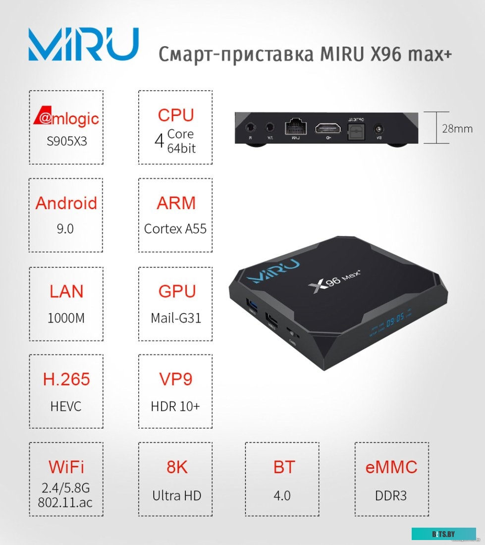 Смарт-приставка Miru X96 Max+ 4ГБ/32ГБ <X96 Max+ 4/32>