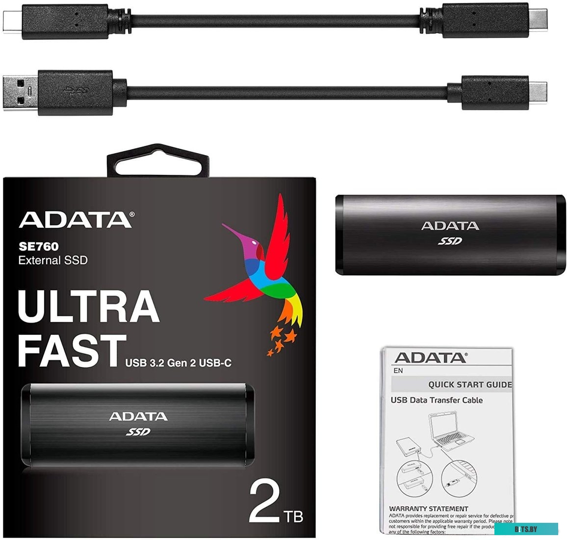 Внешний жесткий диск ADATA SE760 512GB ASE760-512GU32G2-CBK (черный)