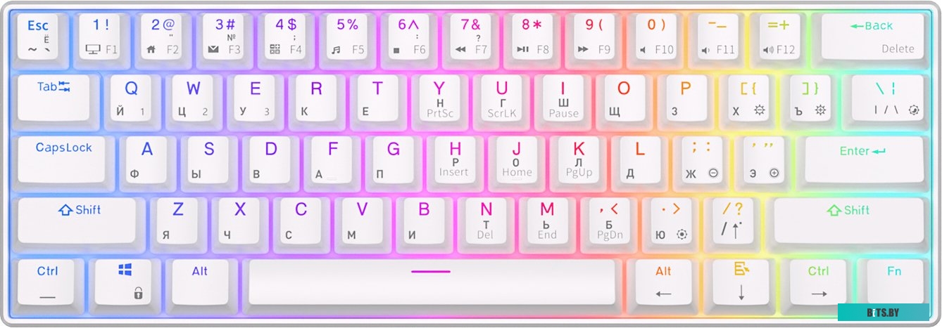 Клавиатура Royal Kludge RK61 RGB (белый, RK Red)