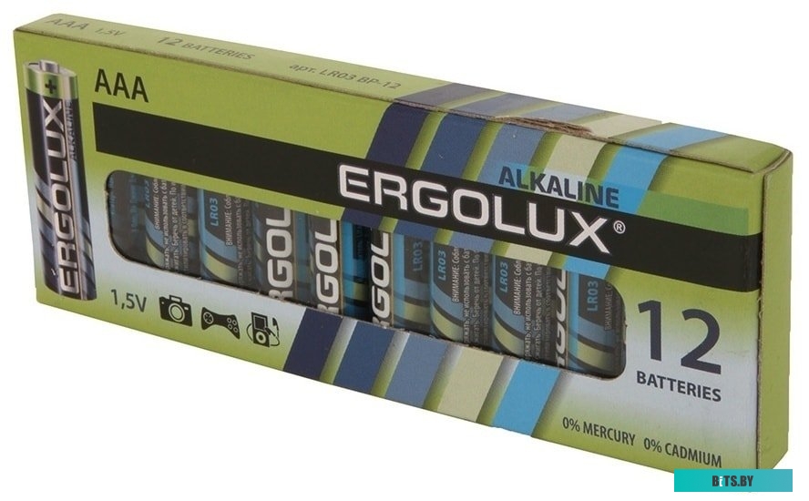 Батарейки Ergolux Alkaline LR03 (AAA) 12шт