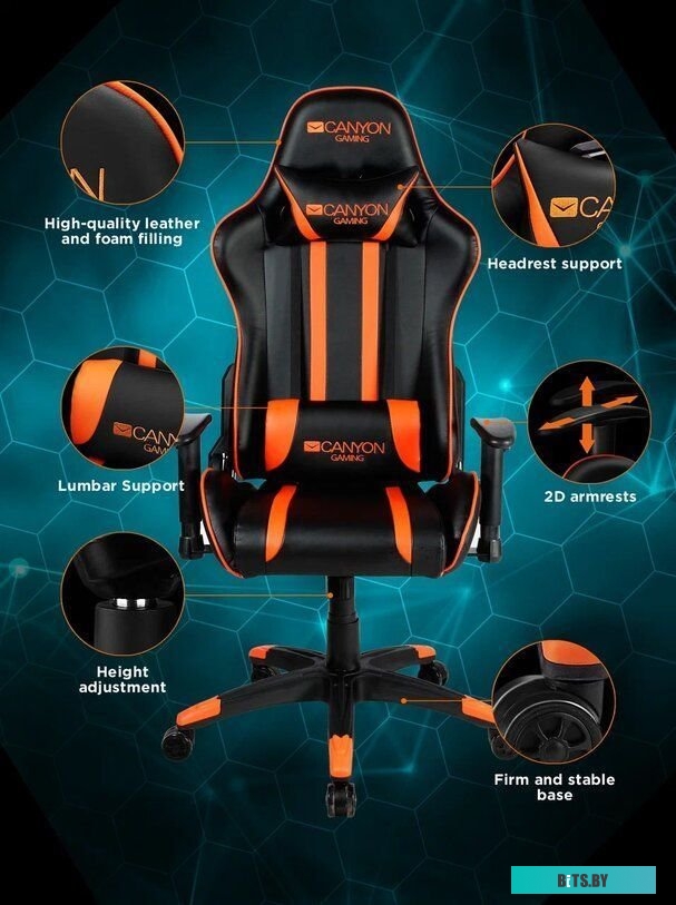 Офисное кресло (Стул) Canyon Fobos CND-SGCH3 (черный/оранжевый)