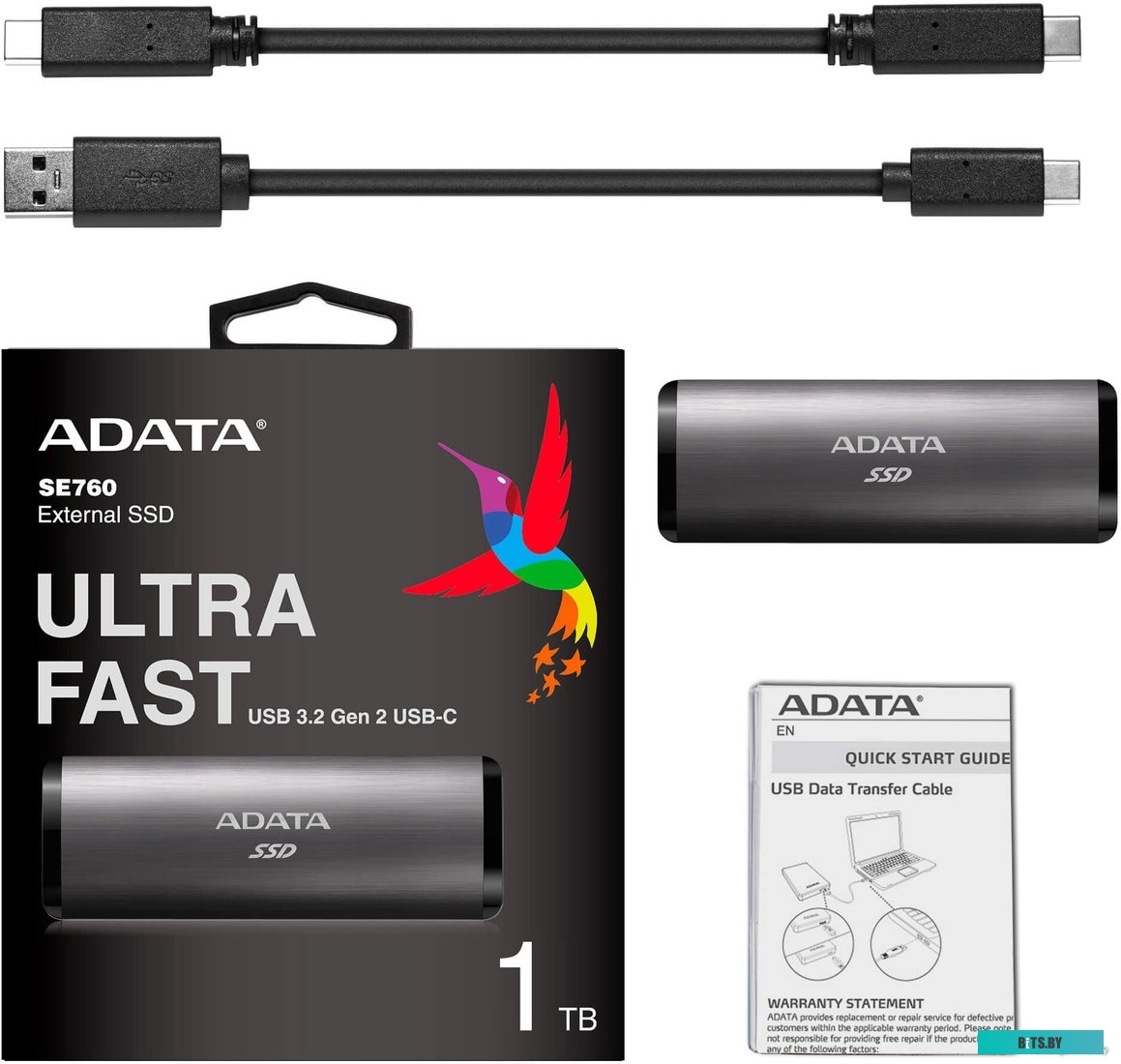 Внешний жесткий диск ADATA SE760 2TB ASE760-2TU32G2-CTI (титан)