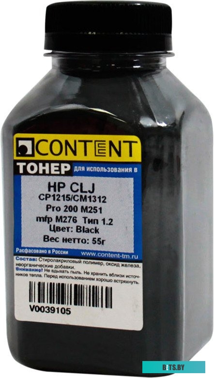 Тонер Content для HP CLJ CP1215/CM1312/Pro 200 M251/mfp M276 Тип 1.2 55 г <1010100405>