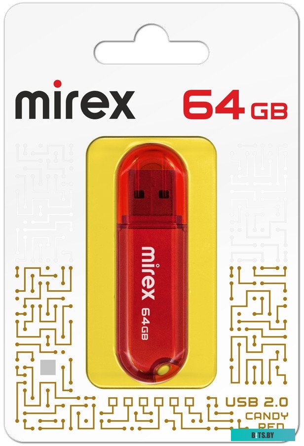 USB накопитель (Флешка) Mirex Candy 64GB Красный 13600-FMUCAR64