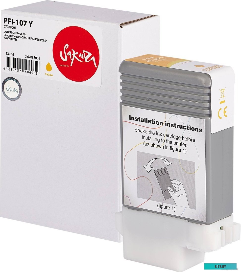 Струйный картридж Sakura 6708B001 (PFI-107 Y) SI6708B001.