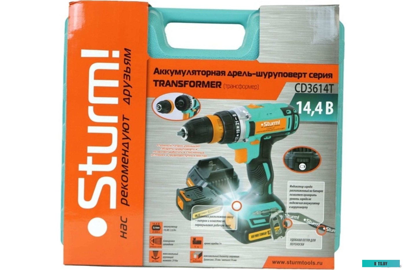 Дрель-шуруповерт Sturm CD3614T (с 2-мя АКБ, кейс)