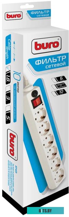 Сетевой фильтр (удлинитель) Buro 600SH-1.8-W