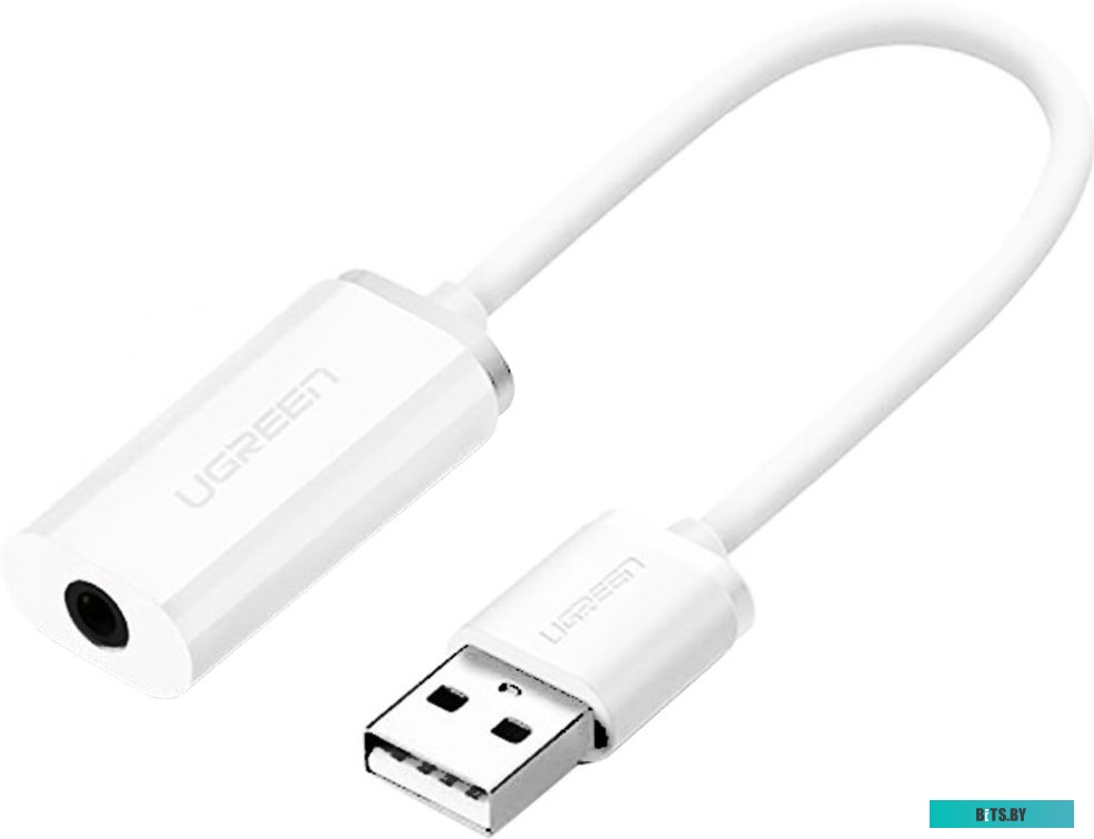 Адаптер Ugreen US206 30712 USB Type-A - 3.5 мм (0.15 м, белый)