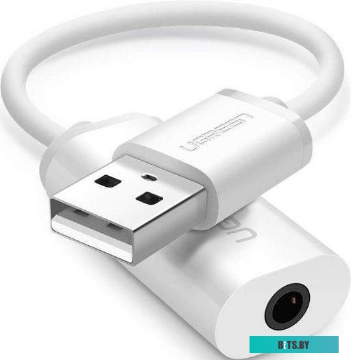 Адаптер Ugreen US206 30712 USB Type-A - 3.5 мм (0.15 м, белый)