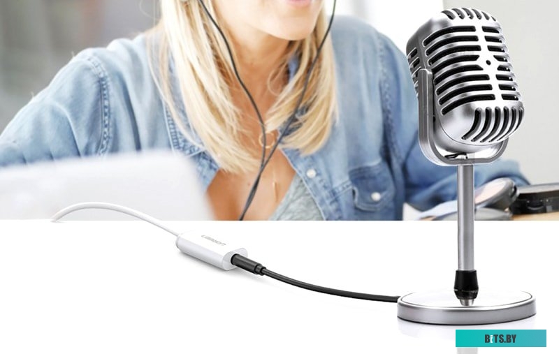 Адаптер Ugreen US206 30712 USB Type-A - 3.5 мм (0.15 м, белый)