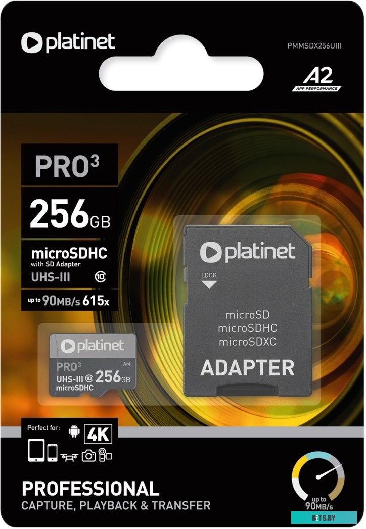 Карта памяти Platinet Pro 3 microSDXC PMMSDX256UIII 256GB + адаптер