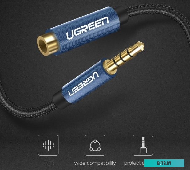 Кабель Ugreen AV118 40674 3.5 мм - 3.5 мм (1.5 м, черный)