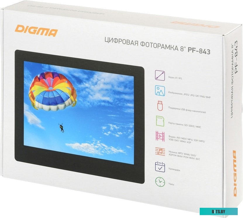Фоторамка Digma 8" PF-843 IPS 1024x768 черный пластик ПДУ Видео PF843BK