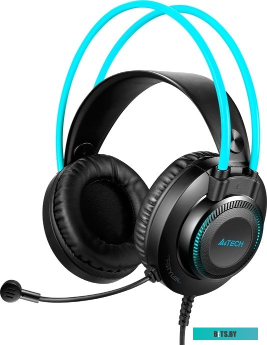 Наушники (Гарнитура) A4Tech Fstyler FH200i (черный/голубой)