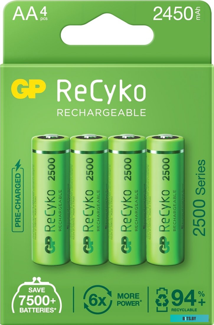 Аккумулятор GP ReCyko AA 2450mAh 4 шт. <250AAHC-2EB4>