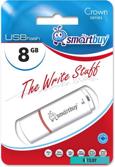 USB накопитель (Флешка) Smart Buy Crown 8Gb White (SB8GBCRW-W)