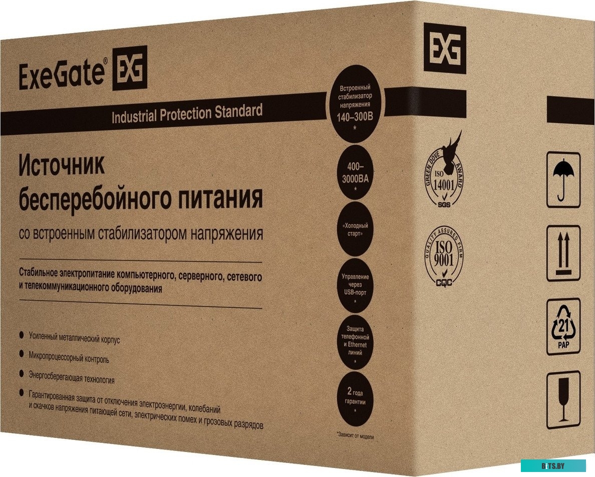 Источник бесперебойного питания (ИБП) ExeGate Power Smart ULB-850.LCD.AVR.EURO.RJ.USB <EP285478RUS>