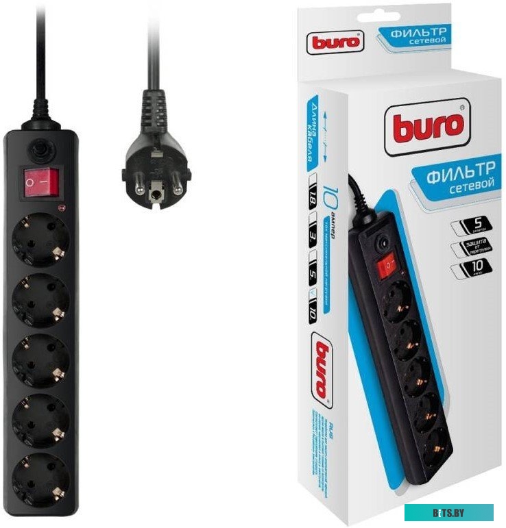 Сетевой фильтр (удлинитель) Buro 500SH-10-B