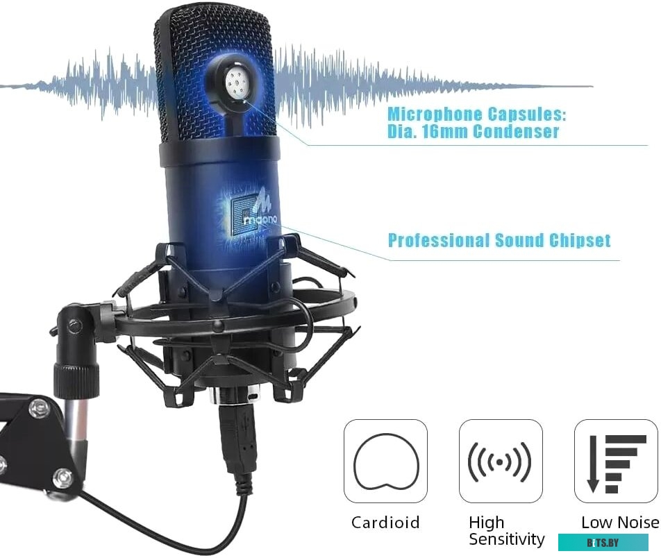 Микрофон MAONO AU-A04 (штатив,антивибрационный монтаж, поп-фильтрб,USB Type B)