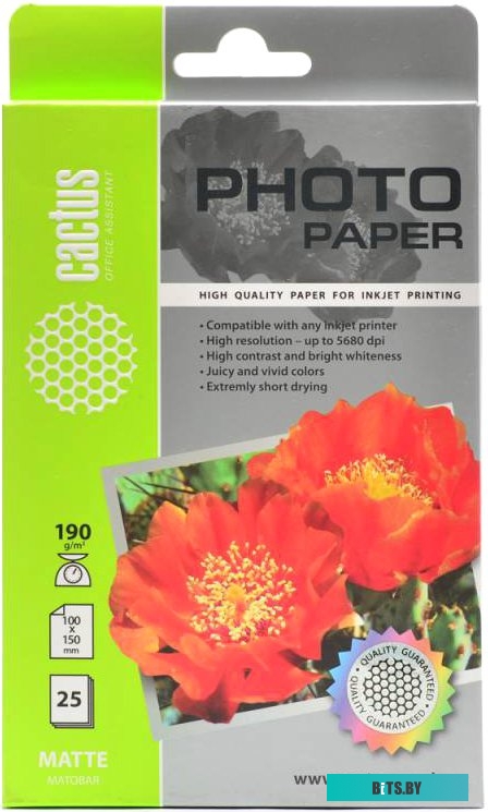 Фотобумага CACTUS Матовая A6 190 г/м2 25 листов [CS-MA619025]
