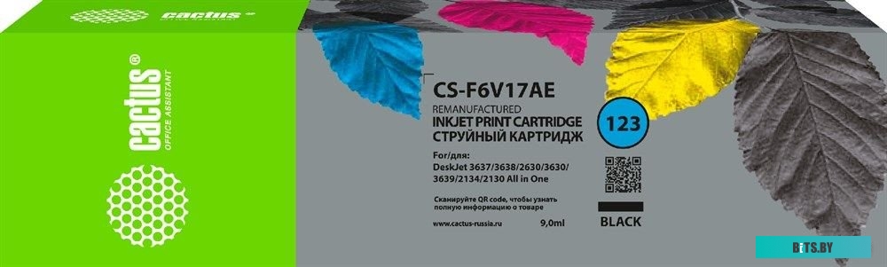 Картридж Cactus CS-F6V17AE черный (аналог HP №123)