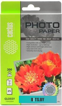 Фотобумага CACTUS Глянцевая A6 200 г/м2 25 листов [CS-GA620025]