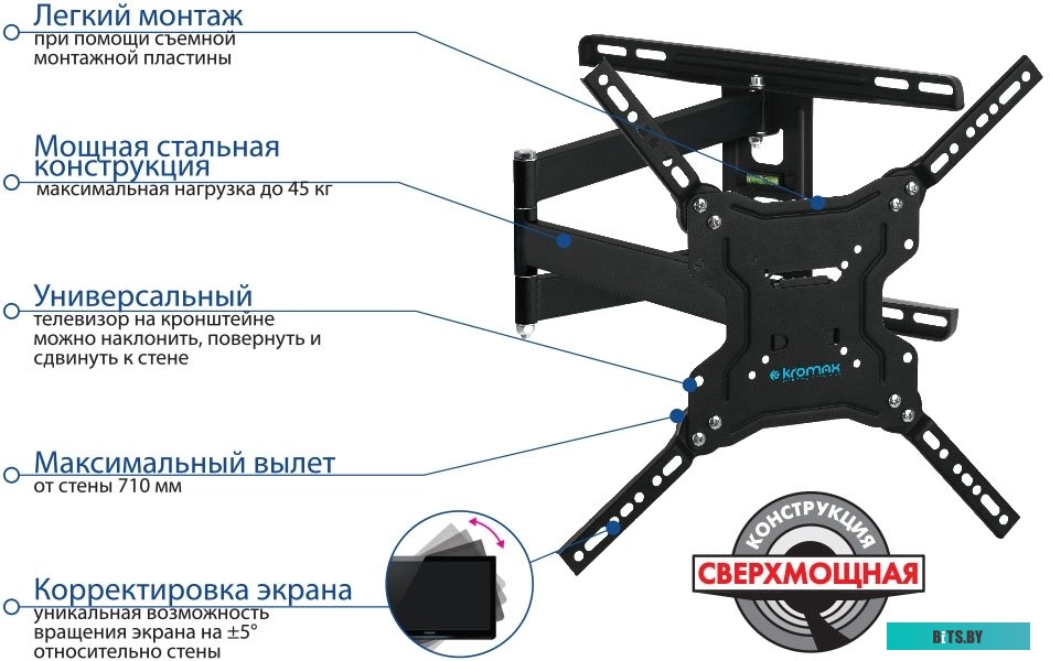 Кронштейн для телевизора Kromax DIX-19 (черный)
