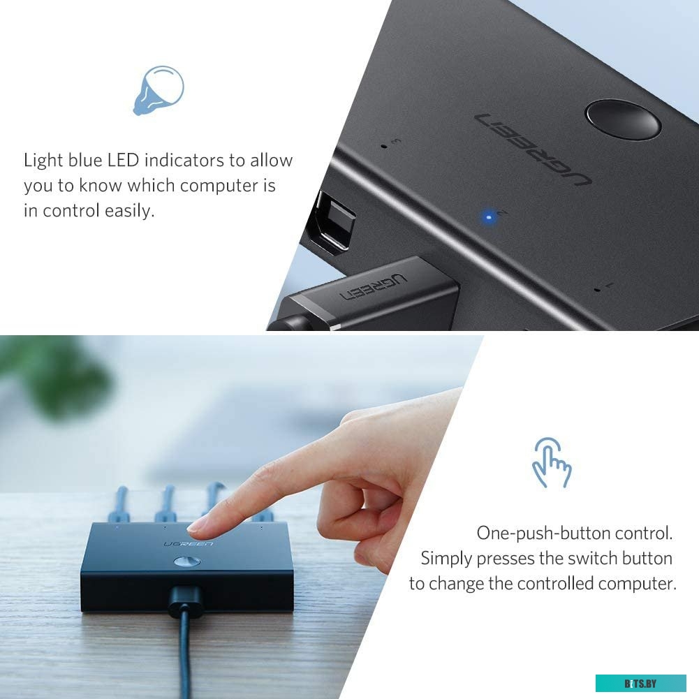 Адаптер Ugreen Sharing Switch 30346 USB Type-A - 4 x USB Type-B (1.5 м, черный)