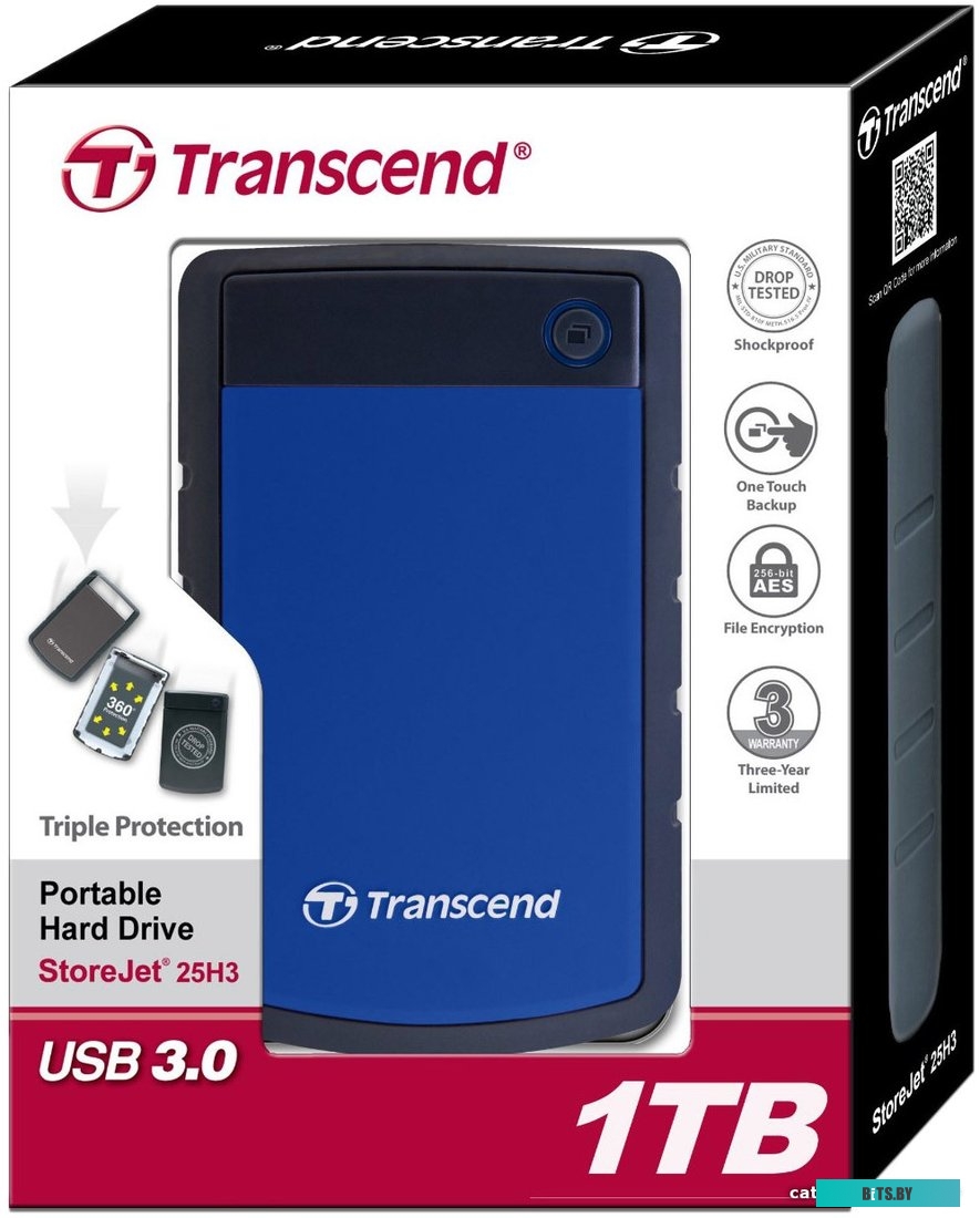 Внешний жесткий диск Transcend StoreJet 25H3B 1TB (TS1TSJ25H3B)