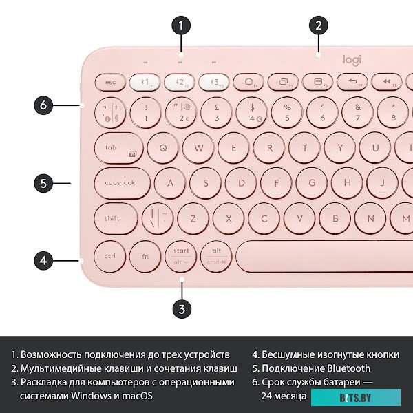 Клавиатура Logitech Multi-Device K380 Bluetooth (розовый) <920-010569>
