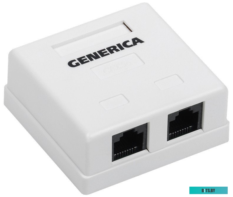 Розетка инф. настенная RJ45 кат. 5Е UTP 2 порта GENERICA CS2-1C5EU-22-G