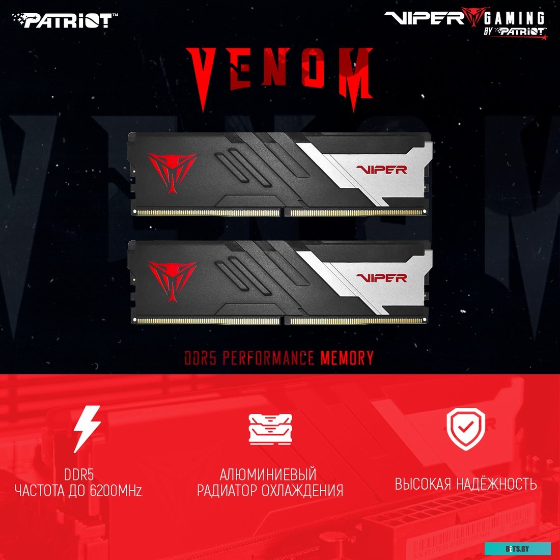 Оперативная память Patriot Viper Venom 2x32ГБ DDR5 6000МГц PVV564G600C36K