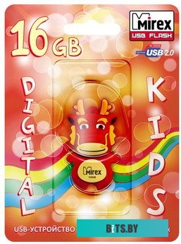 USB накопитель (Флешка) Mirex DRAGON RED 16GB (13600-KIDDAR16)