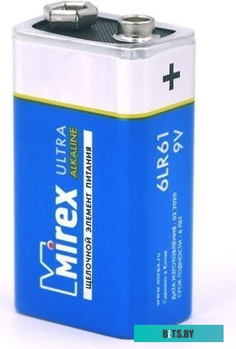 Батарейки Mirex 9V 6LR61 "Крона" Алкалайн в пленке 1 шт. 23702-6LR6-S1