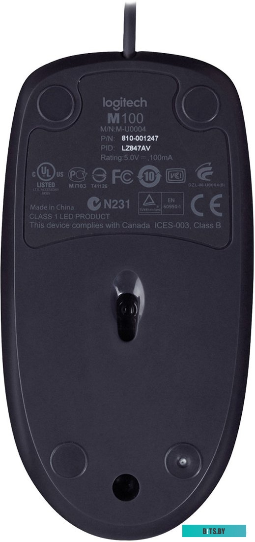 Мышь Logitech B100 Optical USB Mouse graphite