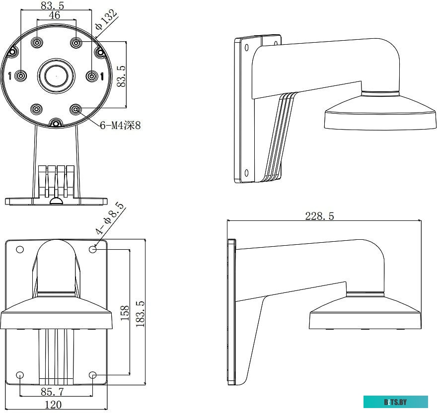 Hikvision  Подвесной кронштейн  DS-1233ZJ