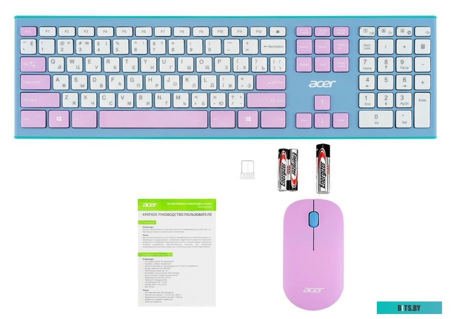 Клавиатура + мышь Acer OCC200 синий, интерфейс USB, беспроводной, slim-дизайн, Multimedia клавиши (ZL.ACCEE.002)