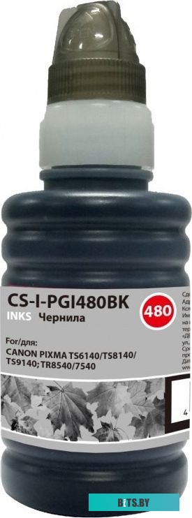Чернила Cactus CS-I-PGI480BK черный 100мл (аналог для Canon Pixma TR7540/TR8540/TS6140/TS8140/TS9140)