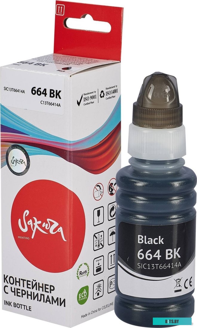 Чернила Sakura Printing SIC13T66414A (аналог Epson 664 BK)