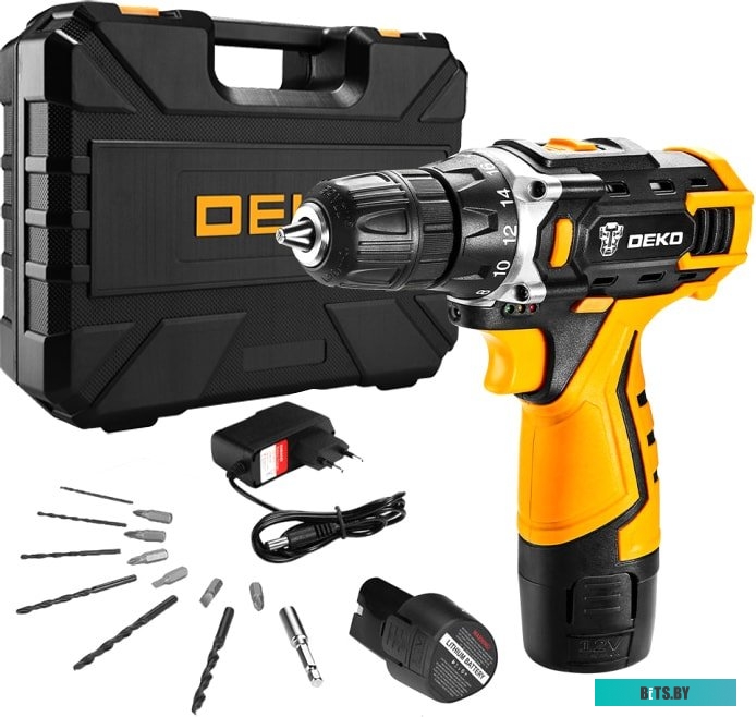 Дрель-шуруповерт Deko DKCD12FU-Li SET 3 063-4173 (с 1-м АКБ, кейс)