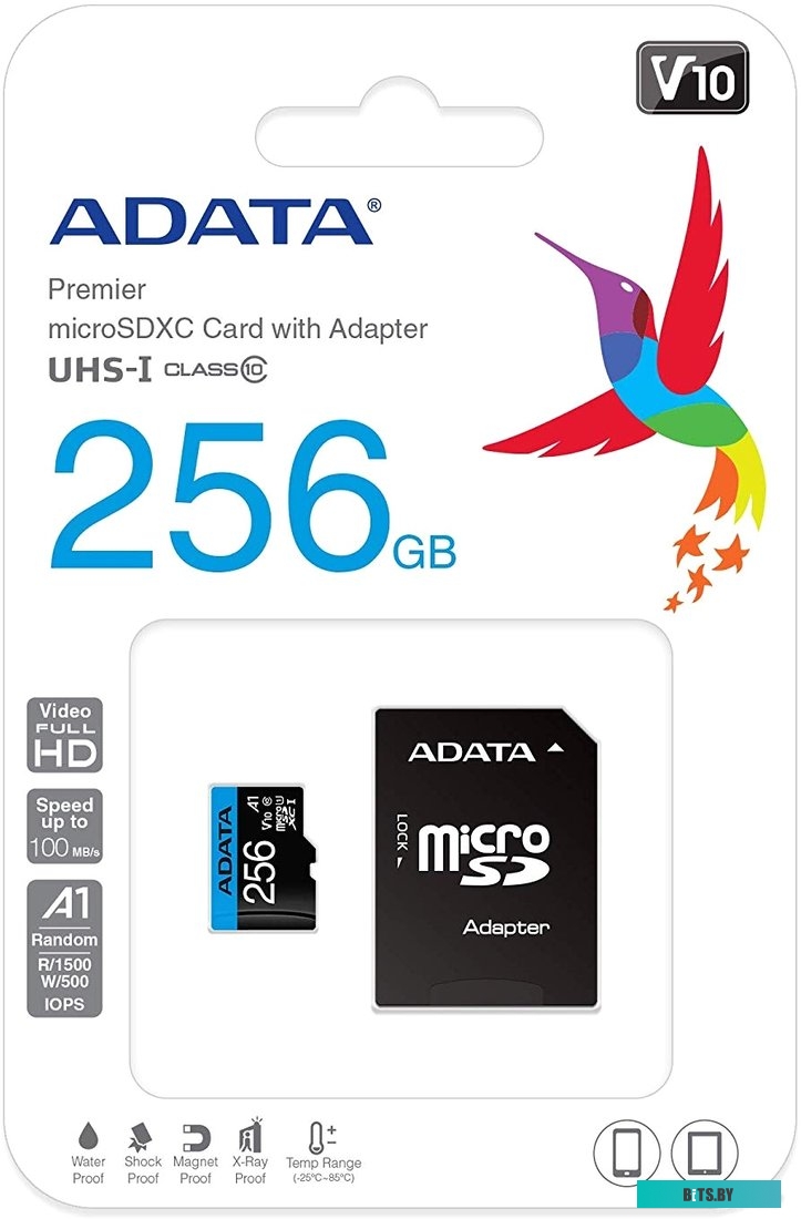 Карта памяти ADATA Premier AUSDX256GUICL10A1-RA1 microSDXC 256GB (с адаптером)