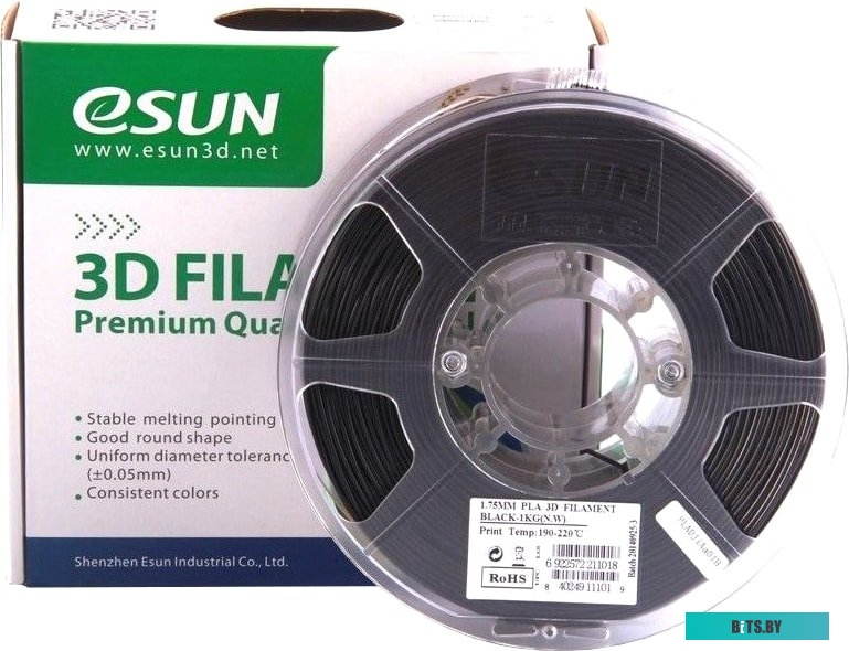 Т0030631 eSUN eLastic 1.75 мм 1000 г (черный)