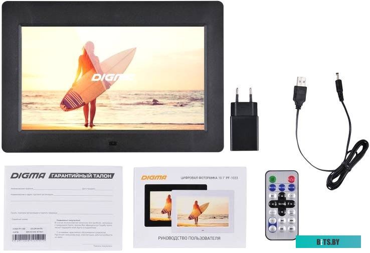 Фоторамка Digma 10.1" PF-1043 IPS 1280x800 черный пластик ПДУ Видео PF1043BK