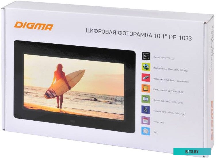 Фоторамка Digma 10.1" PF-1043 IPS 1280x800 черный пластик ПДУ Видео PF1043BK