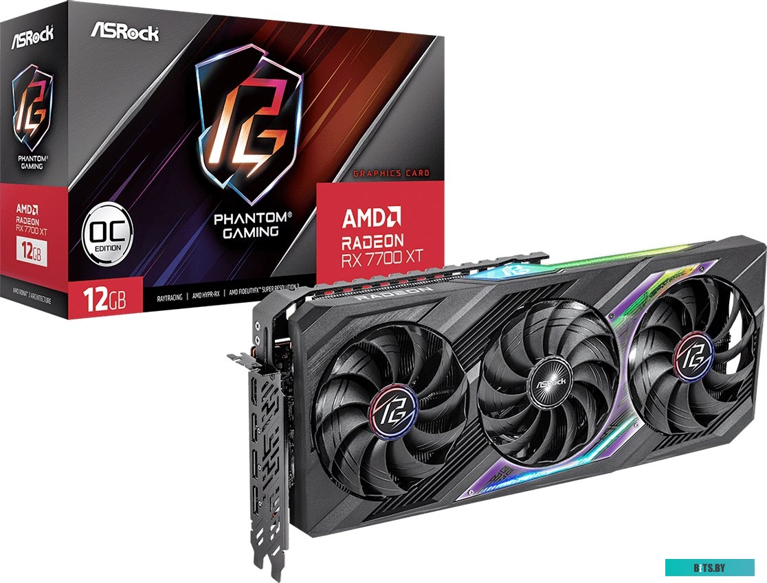 Видеокарта ASRock Radeon RX 7700 XT Phantom Gaming 12GB OC RX7700XT PG 12GO