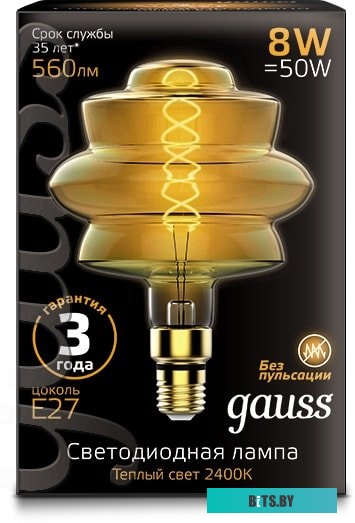 166802008 Лампа филаментная GAUSS E27,  спираль, 6Вт, Vintage, одна шт. [166802008]